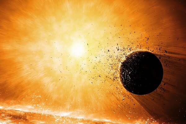 A planet where an explosion brings destruction