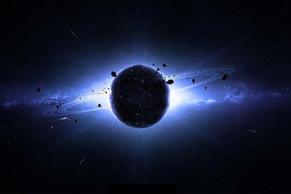 Galaxy glow planet asteroids