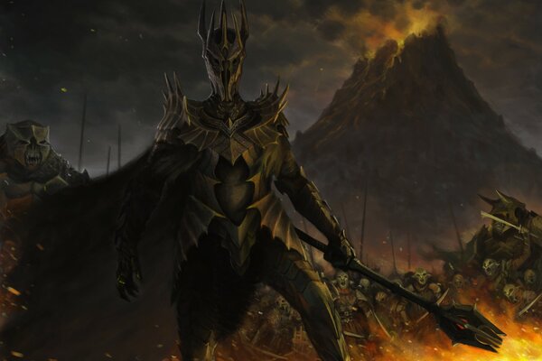 Wallpaper with mace, lord of the rings, fire