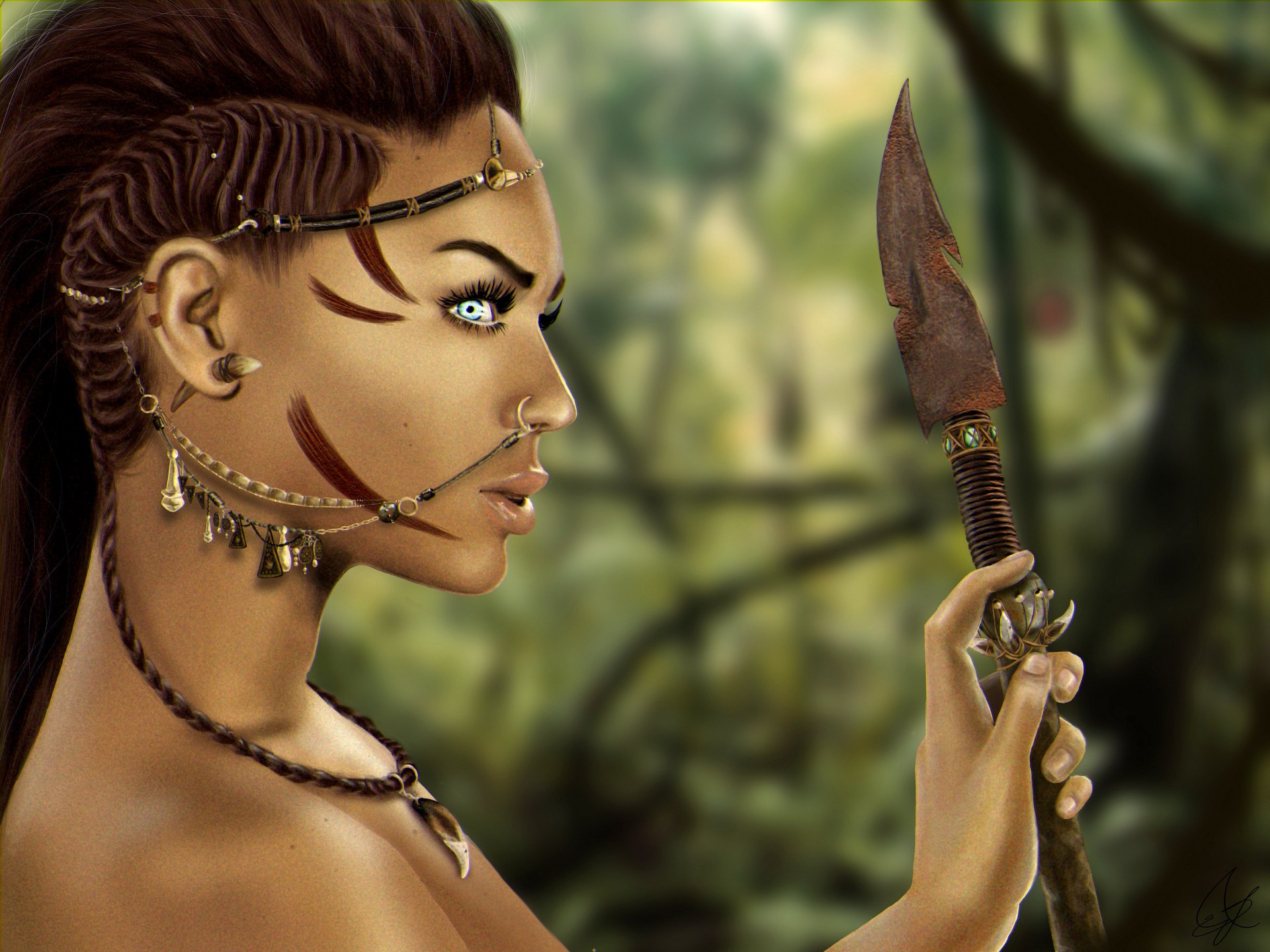 face girl lara croft eyes spear spit decoration section eyelash amazon