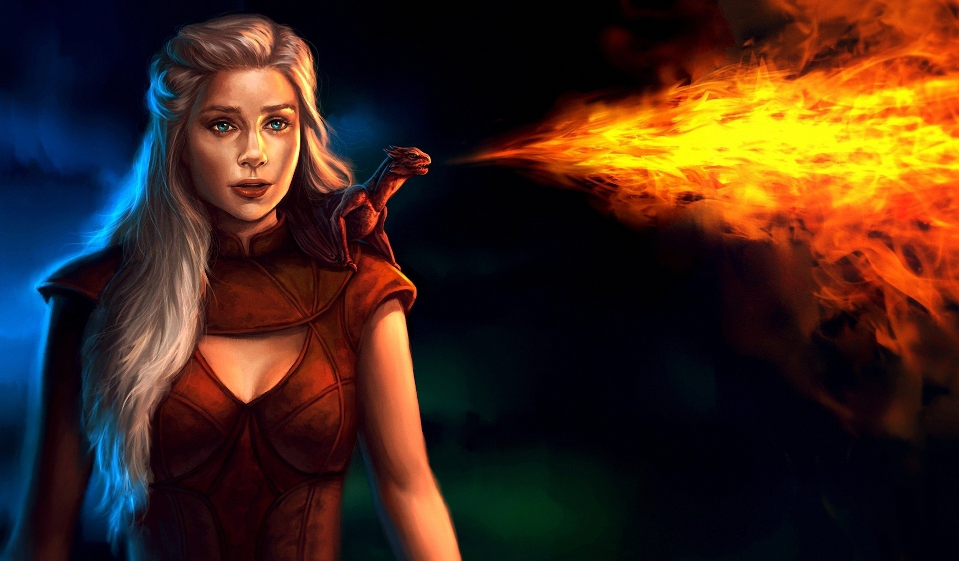 fire dragon art girl game of throne