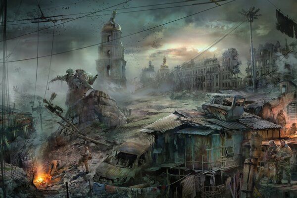 The ruined old town. Crooked Church