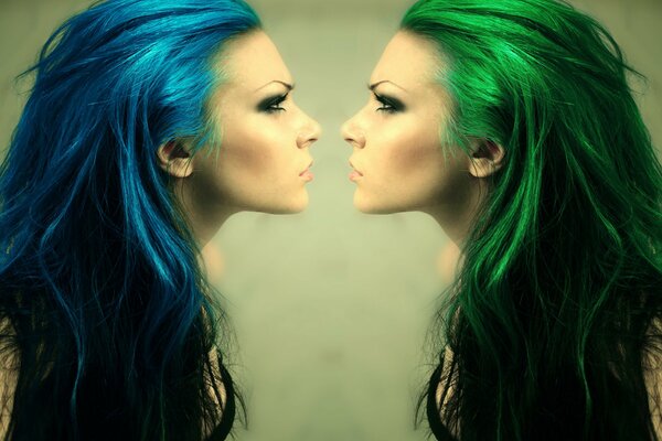 Beautiful girl with colored hair