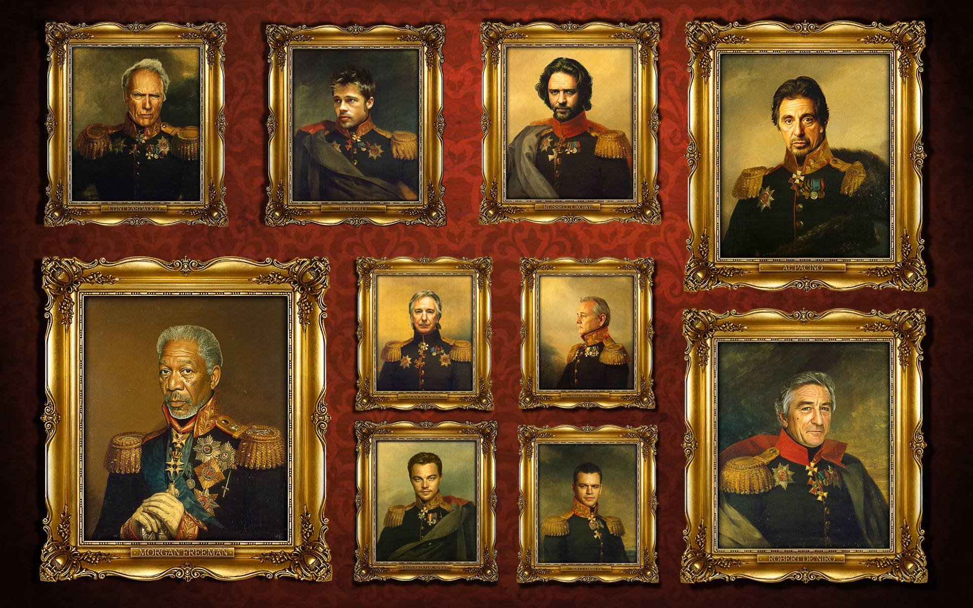 generals celebrity frame russian generals uniform 1812 russian general s uniform from 1812 clint eastwood brad pitt russell crowe al pacino morgan freeman alan rickman bill murray leonardo dicaprio