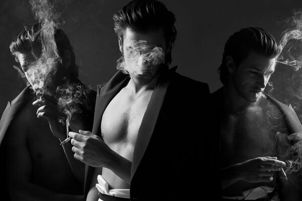Smoke in black and white photo