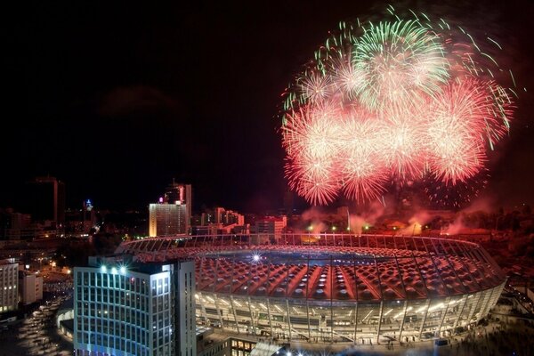 Salute over the Olympic NSC in Kiev