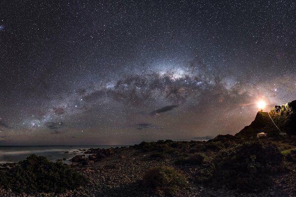 Into the night cosmic sky of stars
