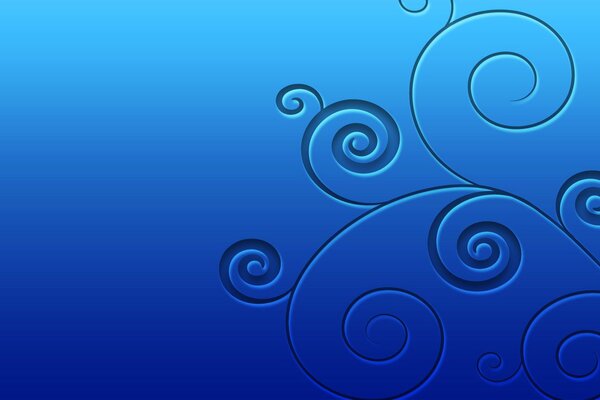 Abstract pattern of curls on a blue background