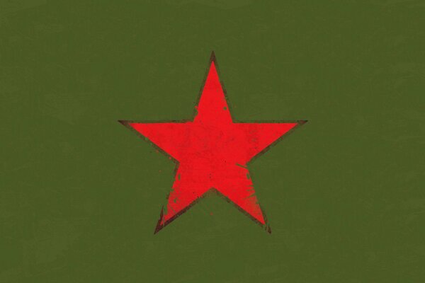 Red star on a background of protective color