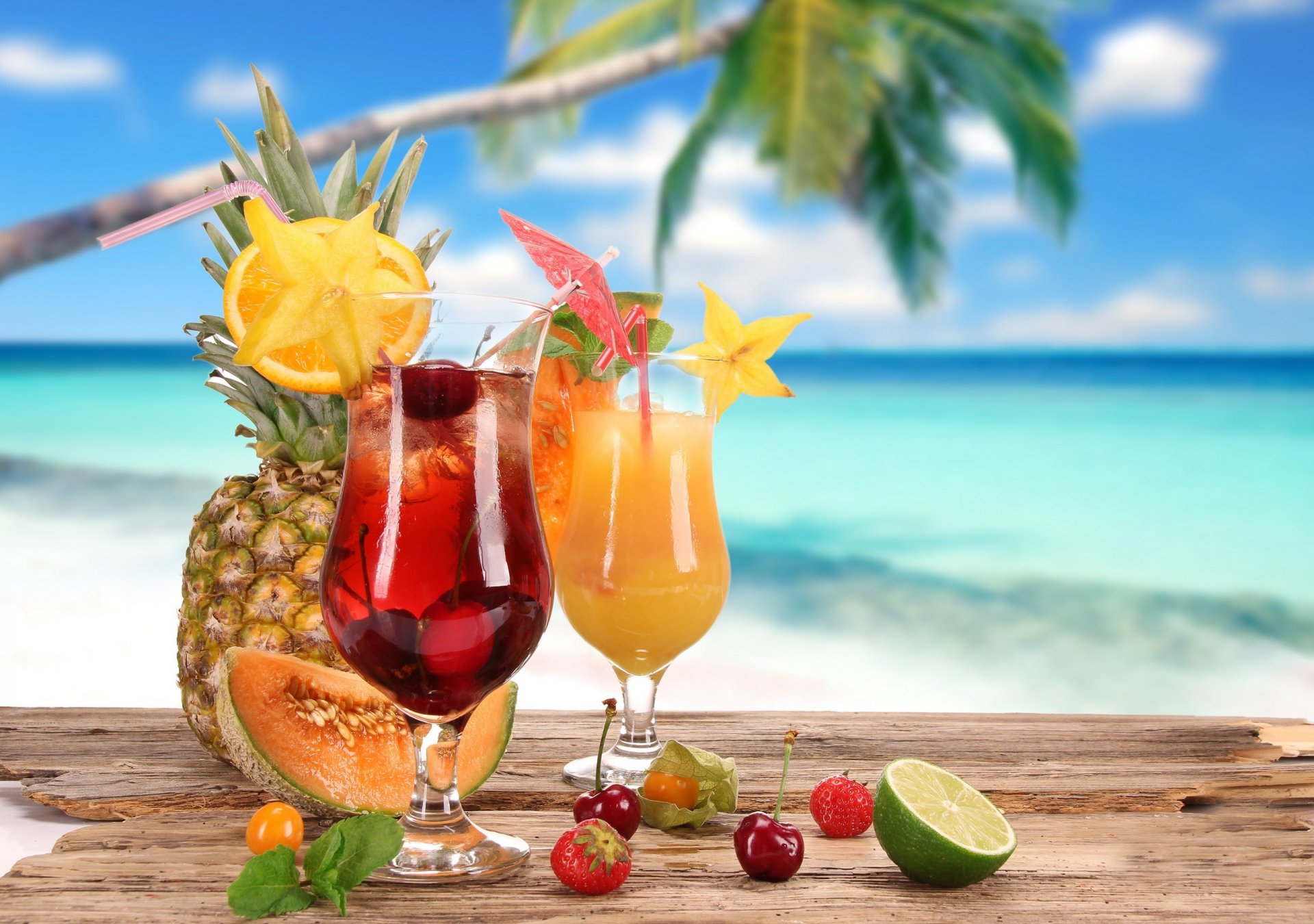 ummer food cocktail cocktails fruit strawberry cherry coconut glasses melons summer pineapple lime