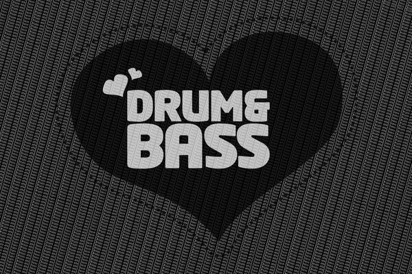 The emblem on the fabric is in the shape of a heart with the inscription drum and bass