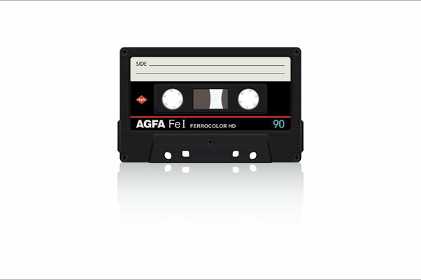 An image of an audio cassette in retro style on a white background