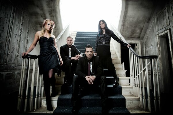 Skillet band musicians on the steps