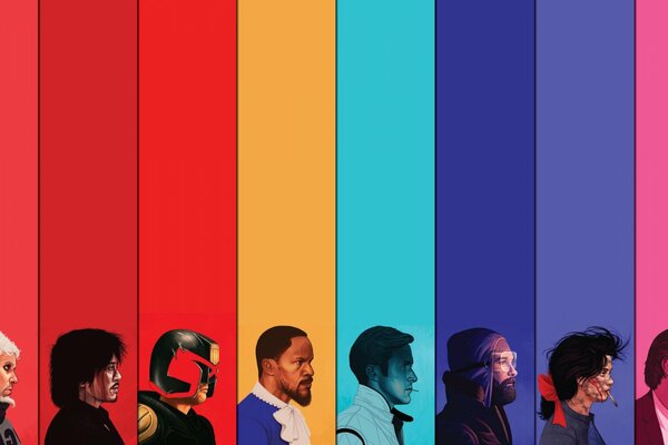 Eight portraits with different movie characters