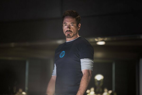Robert Downey Jr. on the set of Iron Man