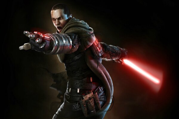 A Star Wars hero with a lightsaber