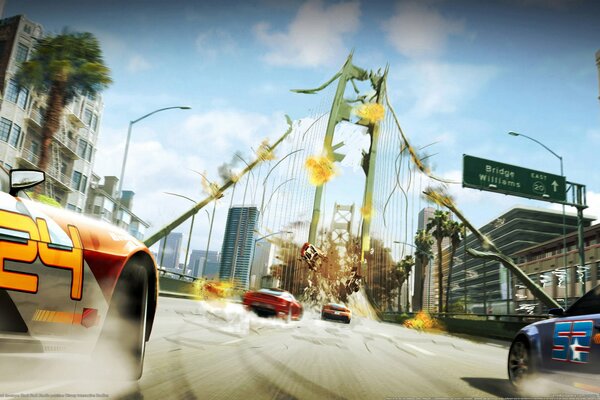 Crazy car racing in the city