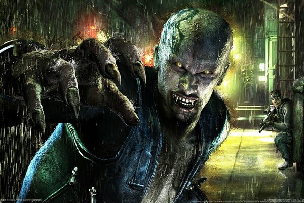 Scary vampire attacks in the rain