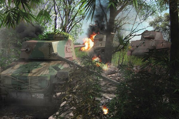Art of the battle of American tanks
