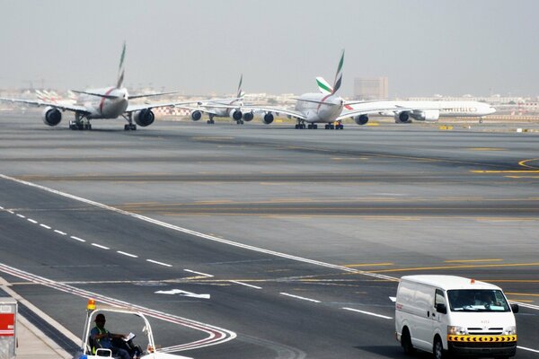 Boeing planes are parked at the airport
