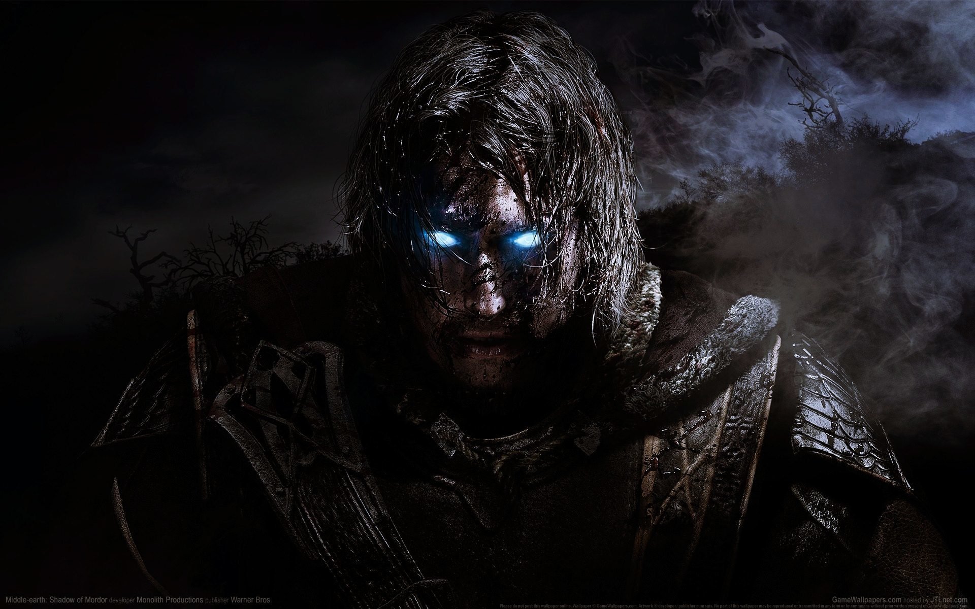 middle-earth: shadow of mordor monolith productions warner bros. interactive entertainment warrior ghost smoke sky clouds light view industrial complex tree middle-earth : shadows of mordor