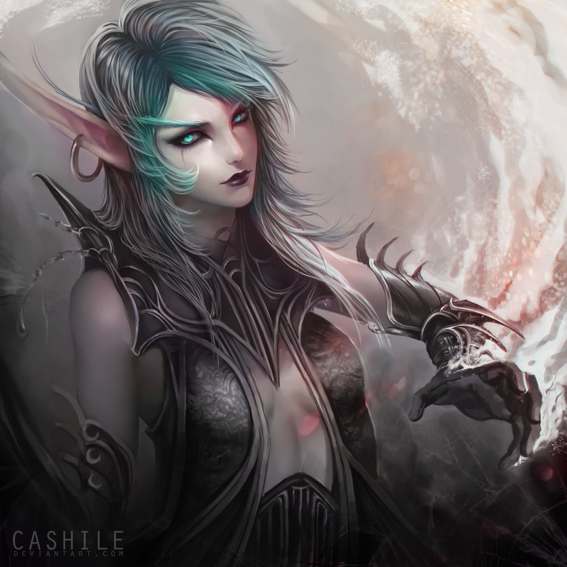 art world of warcraft girl elf earring