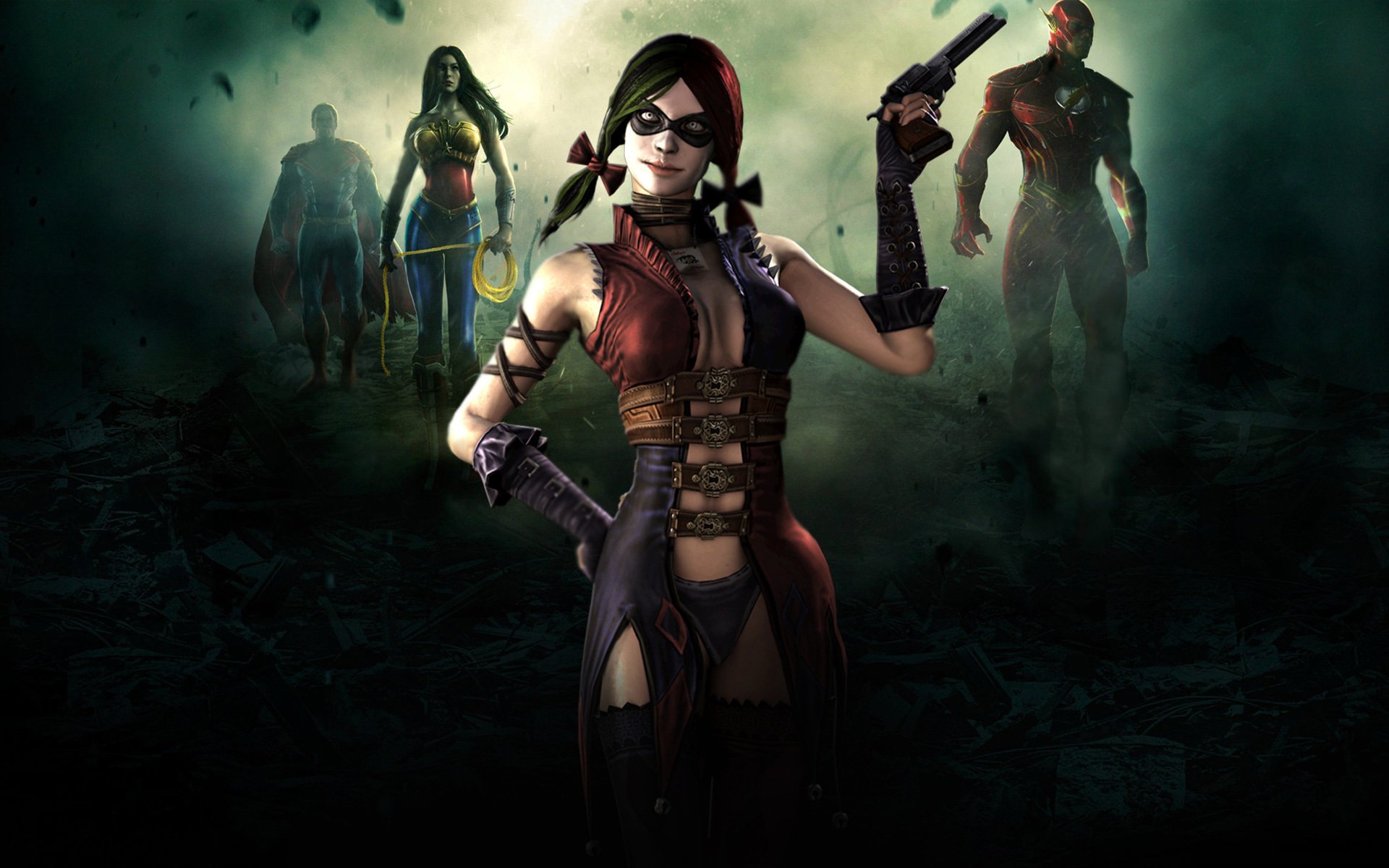 injustice: gods among us fighting wonder women superman flash harley quinn