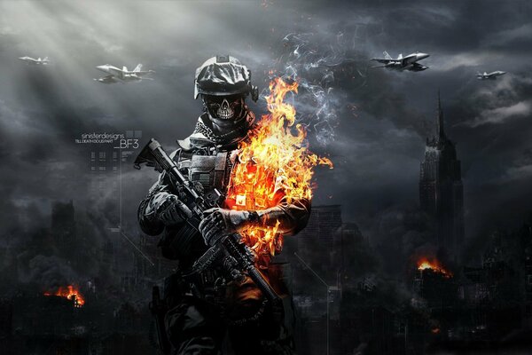 Killed a zombie soldier in the game battlefield3
