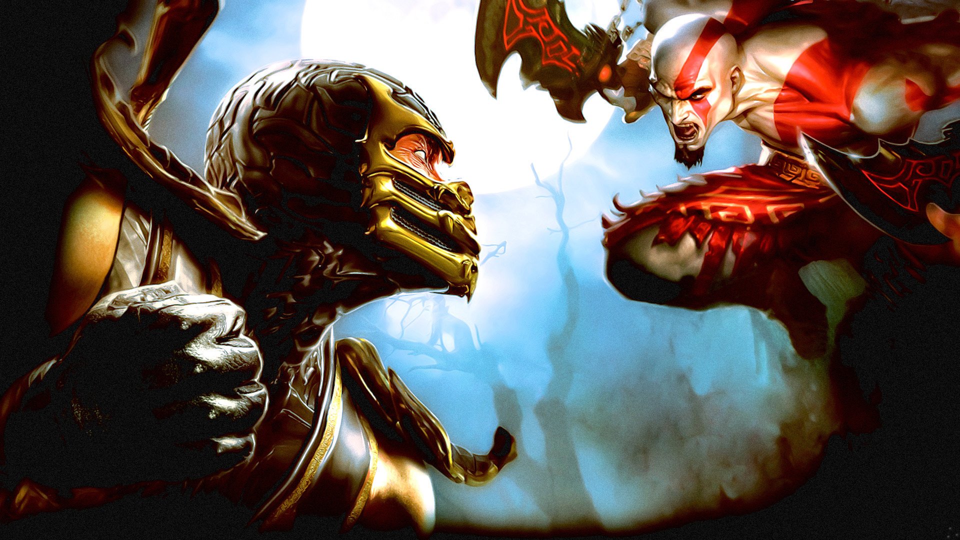 mortal kombat fighting kratos scorpion