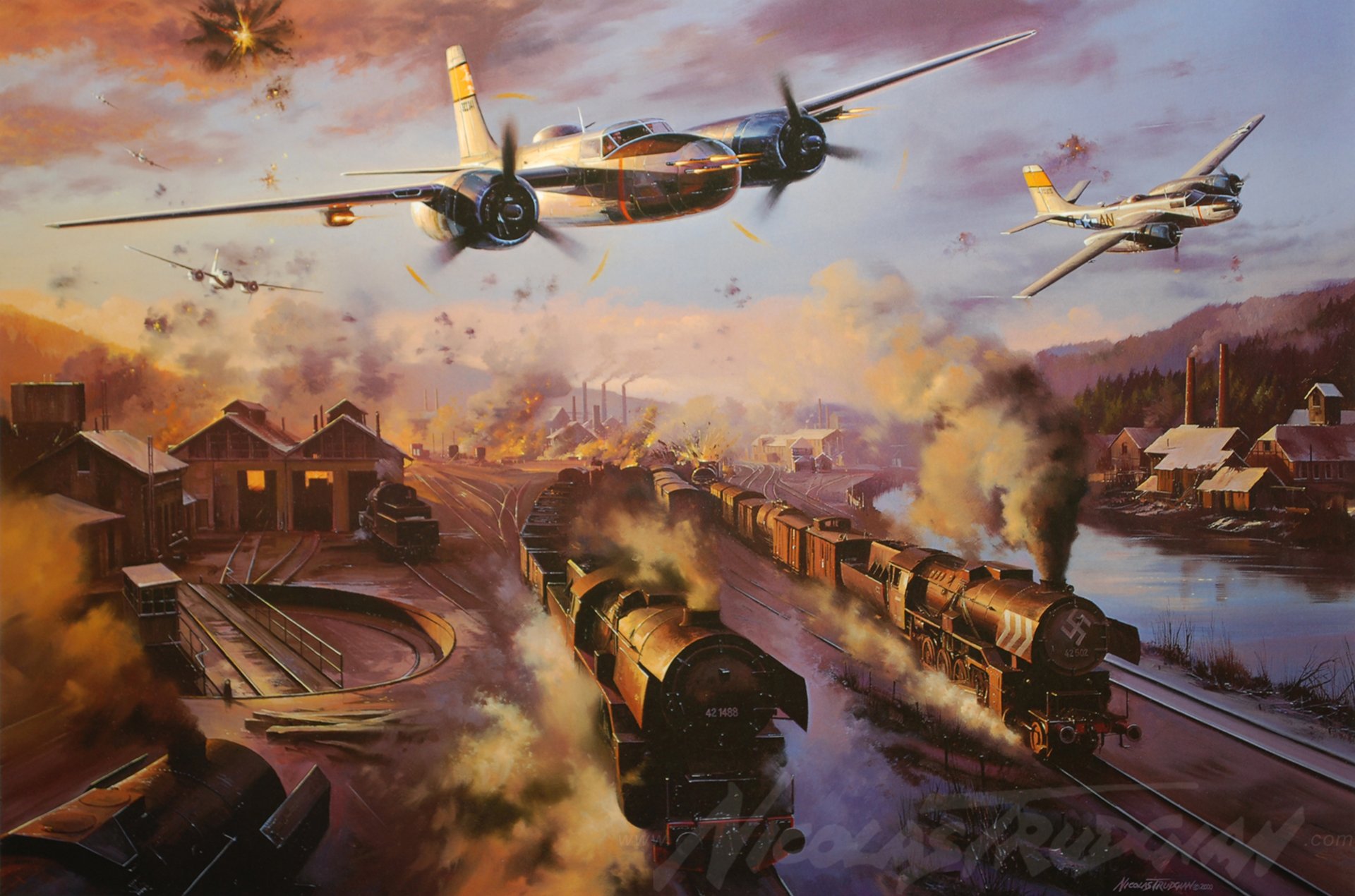 a-26 invader invader a-26 attack bomber ww2 painting aircraft art plane