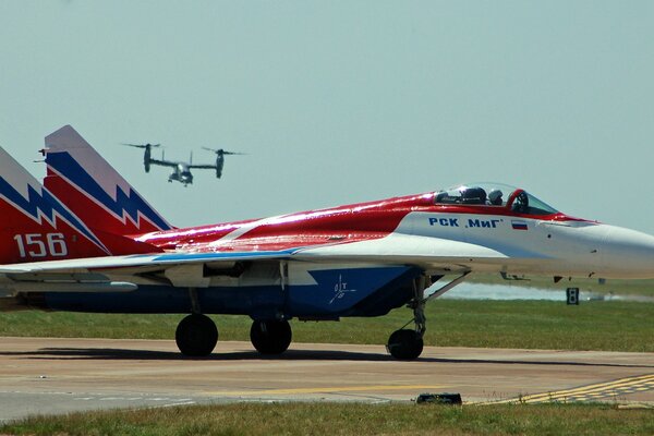 Mig. fighter. military aircraft. Airfield