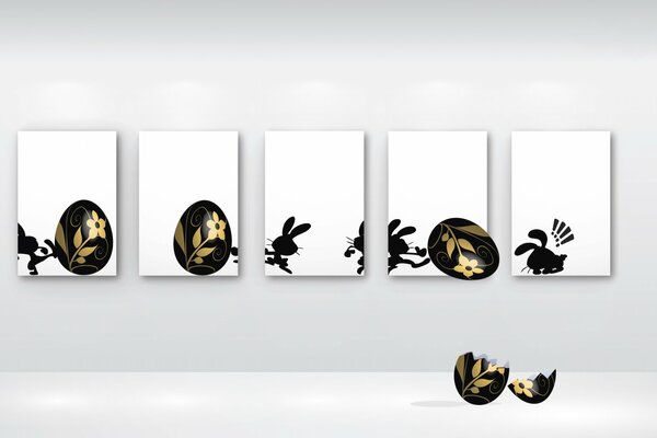 Images of Easter bunnies and eggs as frames