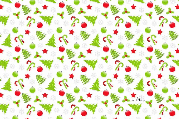 Snowflakes and lollipops on a white background