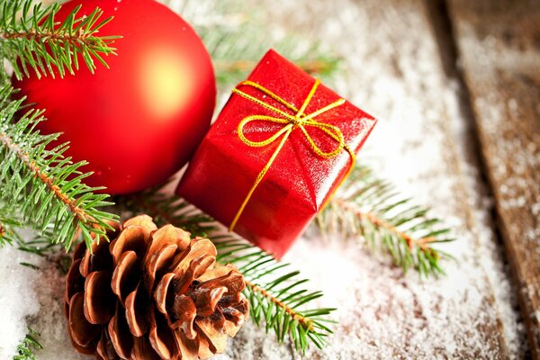 Christmas tree, gifts, decorations for the New Year