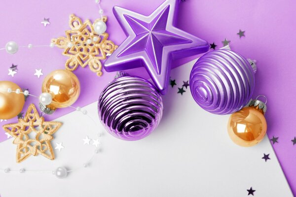 Greeting card with balloons and decorations for Christmas and New Year
