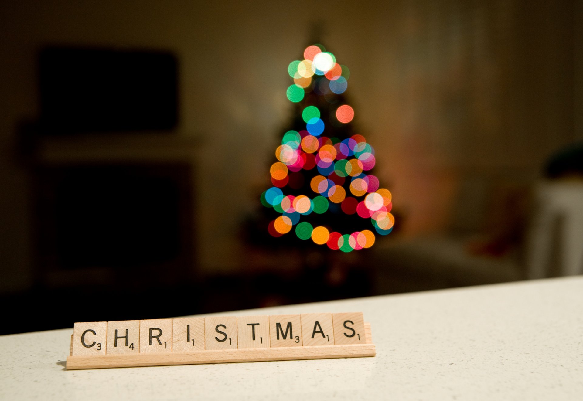 christmas bokeh holiday christmas tree