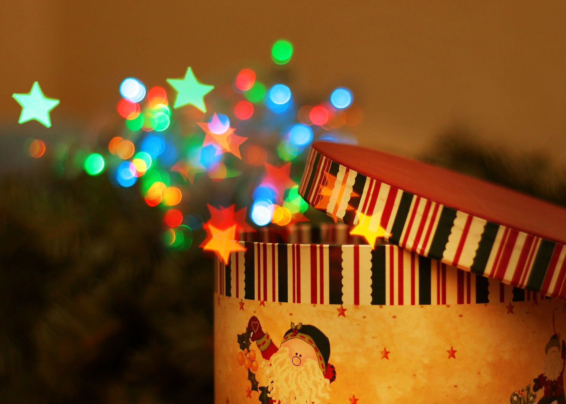 new year christmas magic bokeh miracle present surprise box tale