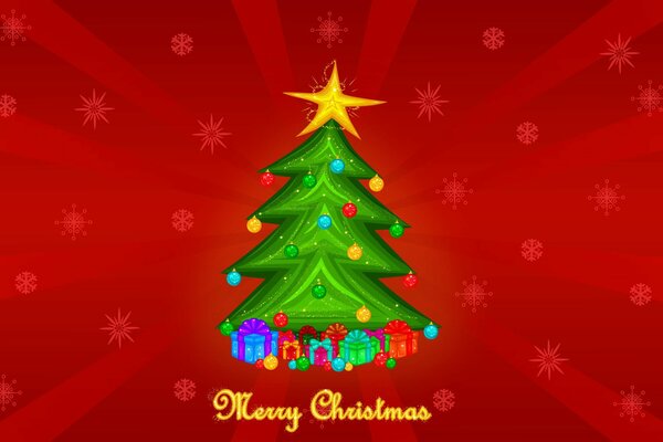 Christmas greeting card with a Christmas tree