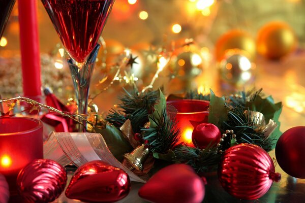 Red balls. Christmas mood