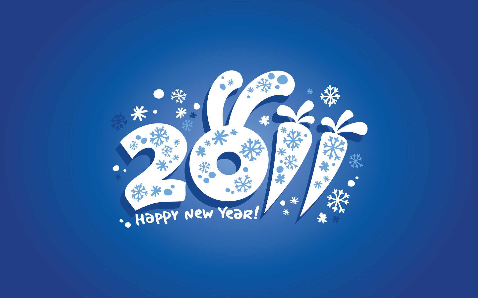 holiday new year date number 2011 congratulations snowflakes carrots hare ear