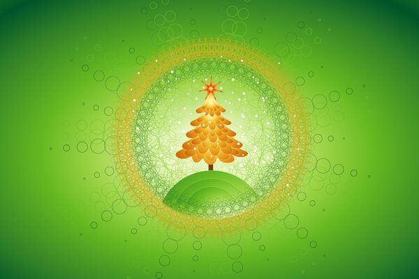 New Year s green Christmas tree without unnecessary details