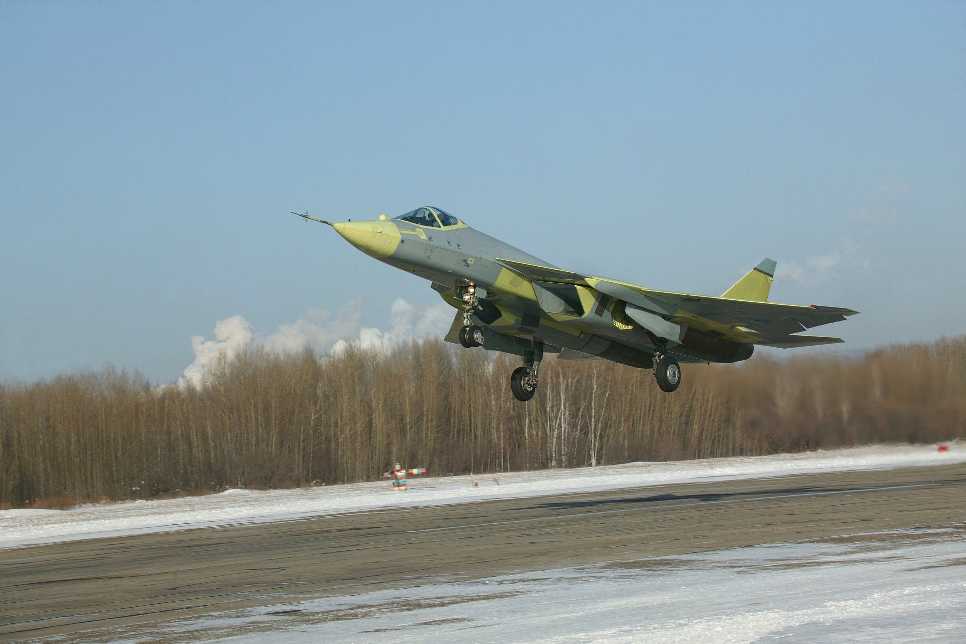 pak-fa of 50 plane aviation air force russia multi-purpose fighter fifth generation off winter day