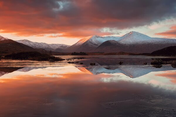 Reflection of the North Scottish Highlands in the lake