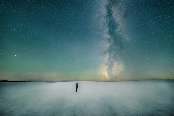 A man looking at the Milky Way