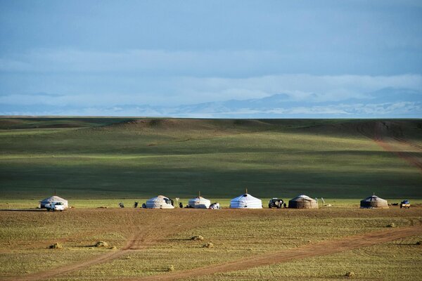 Yurts in the Mongolian steppe