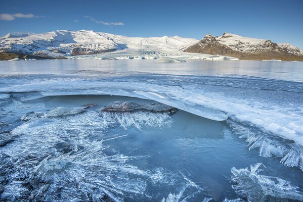 Iceland mountains winter ice