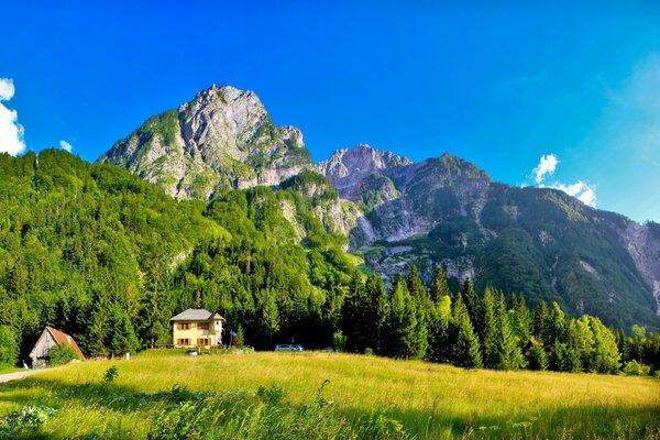 Houses in the mountains. Nature of Italy
