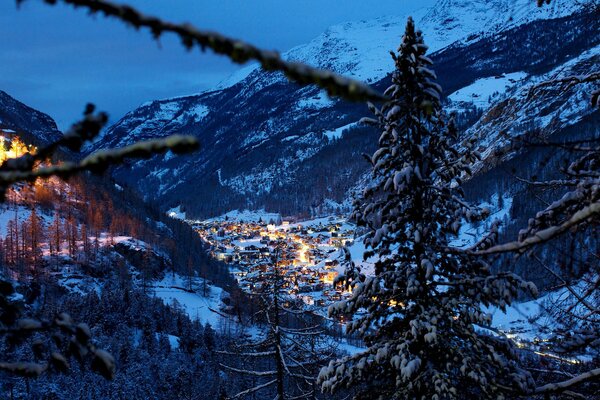 Winter in the Alpine mountains in Switzerland
