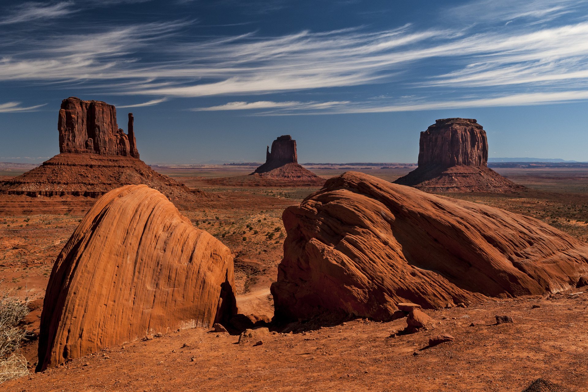 valley monuments rock desert sky cloud