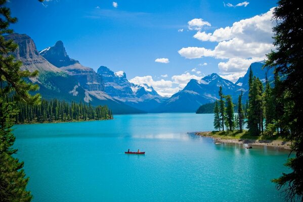 Gorgeous blue lake in the mountains of Canada